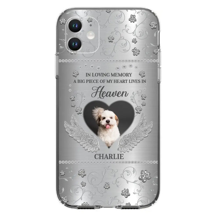 Personalized Memorial Phone Case - Upload Photo - Memorial Gift Idea For Pet Lover - A Big Piece Of My Heart Lives In Heaven - Case For iPhone/Samsung