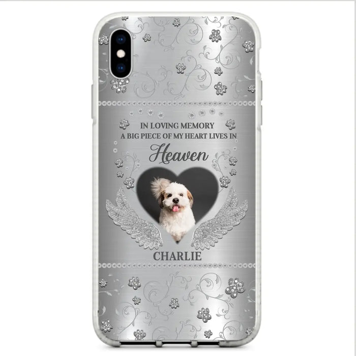 Personalized Memorial Phone Case - Upload Photo - Memorial Gift Idea For Pet Lover - A Big Piece Of My Heart Lives In Heaven - Case For iPhone/Samsung