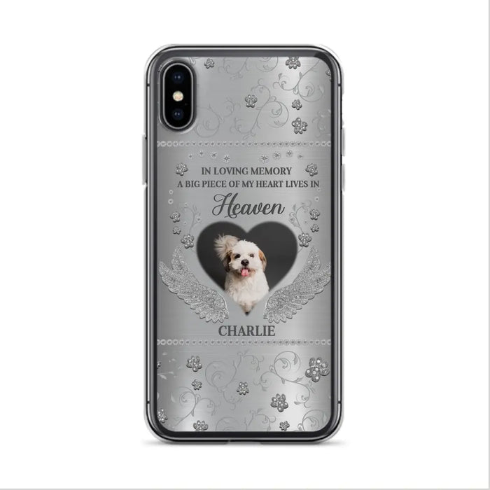 Personalized Memorial Phone Case - Upload Photo - Memorial Gift Idea For Pet Lover - A Big Piece Of My Heart Lives In Heaven - Case For iPhone/Samsung