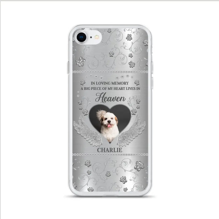 Personalized Memorial Phone Case - Upload Photo - Memorial Gift Idea For Pet Lover - A Big Piece Of My Heart Lives In Heaven - Case For iPhone/Samsung