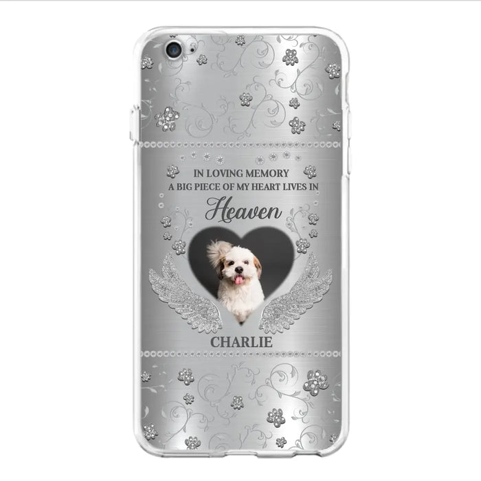 Personalized Memorial Phone Case - Upload Photo - Memorial Gift Idea For Pet Lover - A Big Piece Of My Heart Lives In Heaven - Case For iPhone/Samsung