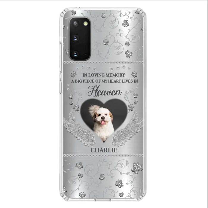 Personalized Memorial Phone Case - Upload Photo - Memorial Gift Idea For Pet Lover - A Big Piece Of My Heart Lives In Heaven - Case For iPhone/Samsung