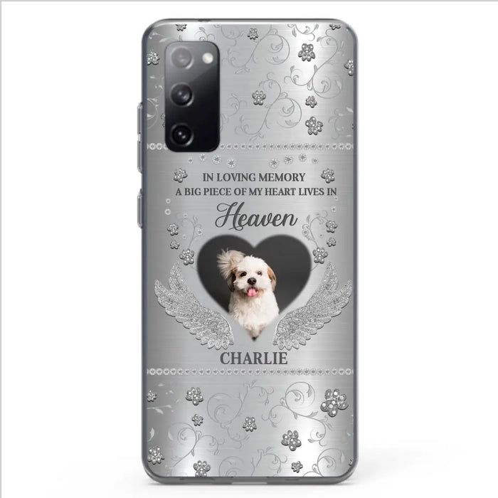 Personalized Memorial Phone Case - Upload Photo - Memorial Gift Idea For Pet Lover - A Big Piece Of My Heart Lives In Heaven - Case For iPhone/Samsung