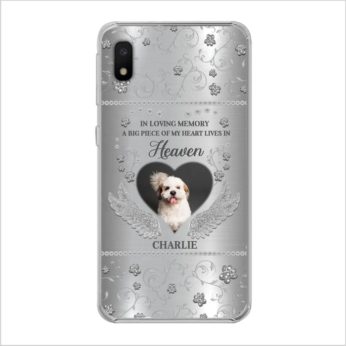 Personalized Memorial Phone Case - Upload Photo - Memorial Gift Idea For Pet Lover - A Big Piece Of My Heart Lives In Heaven - Case For iPhone/Samsung