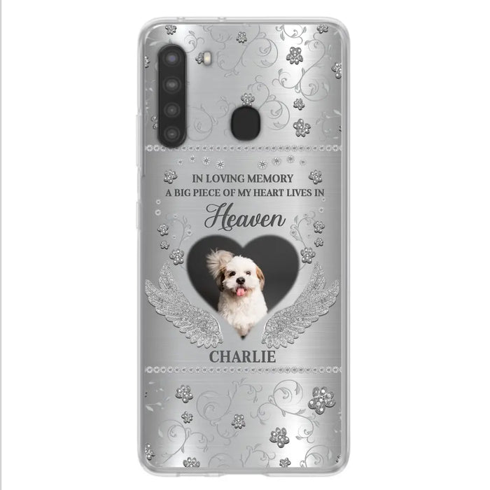 Personalized Memorial Phone Case - Upload Photo - Memorial Gift Idea For Pet Lover - A Big Piece Of My Heart Lives In Heaven - Case For iPhone/Samsung