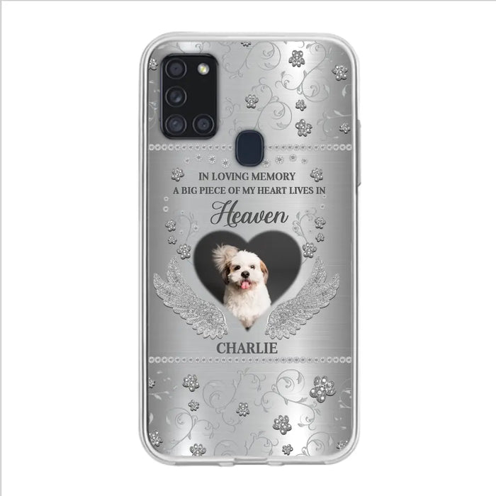 Personalized Memorial Phone Case - Upload Photo - Memorial Gift Idea For Pet Lover - A Big Piece Of My Heart Lives In Heaven - Case For iPhone/Samsung