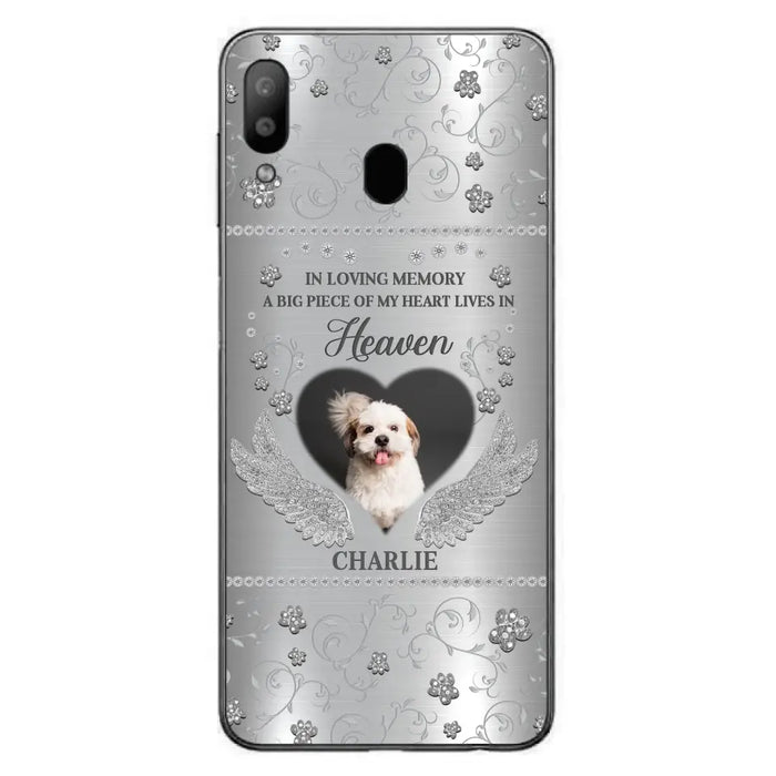 Personalized Memorial Phone Case - Upload Photo - Memorial Gift Idea For Pet Lover - A Big Piece Of My Heart Lives In Heaven - Case For iPhone/Samsung