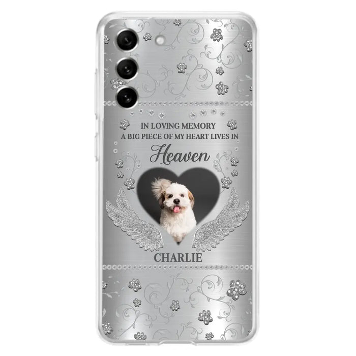 Personalized Memorial Phone Case - Upload Photo - Memorial Gift Idea For Pet Lover - A Big Piece Of My Heart Lives In Heaven - Case For iPhone/Samsung