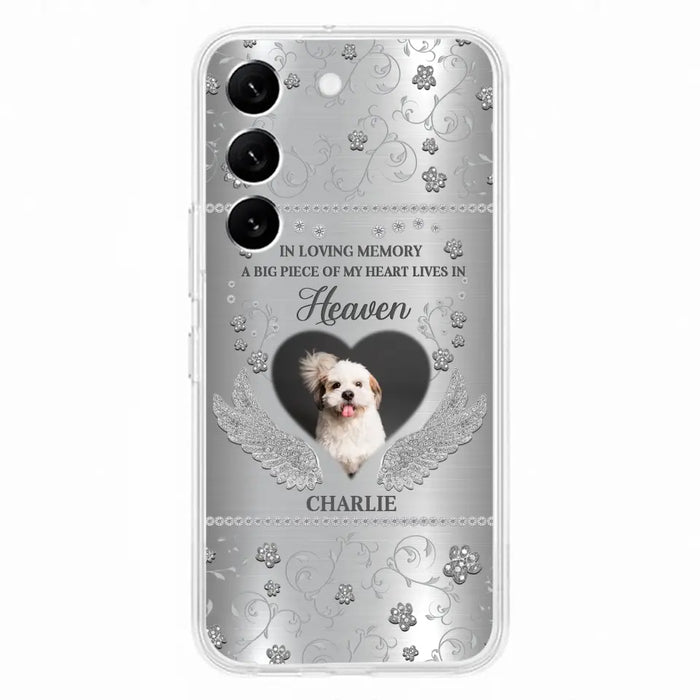 Personalized Memorial Phone Case - Upload Photo - Memorial Gift Idea For Pet Lover - A Big Piece Of My Heart Lives In Heaven - Case For iPhone/Samsung