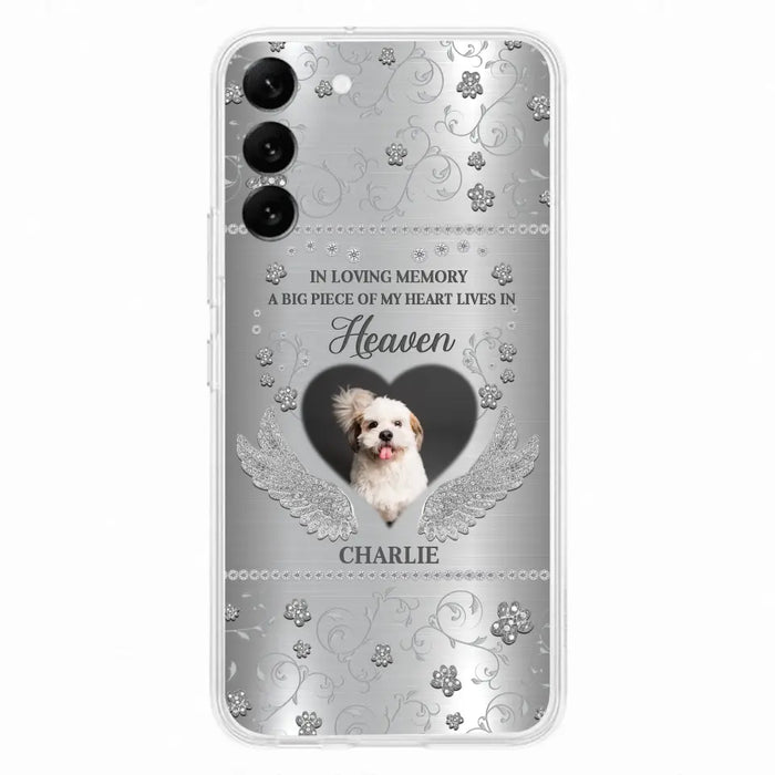 Personalized Memorial Phone Case - Upload Photo - Memorial Gift Idea For Pet Lover - A Big Piece Of My Heart Lives In Heaven - Case For iPhone/Samsung