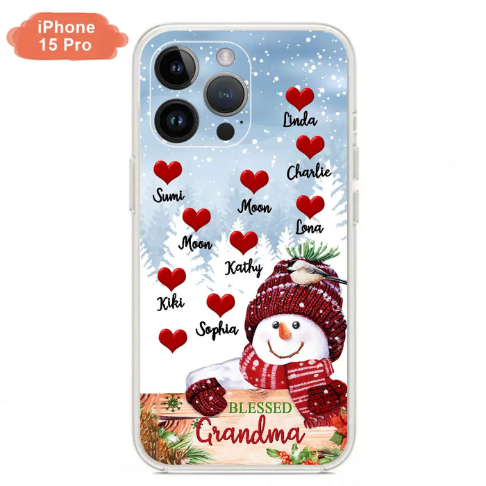 Personalized Snowman Grandma Phone Case - Christmas Gift Idea For Grandma - Up to 10 Kids - Case For iPhone/Samsung - Blessed Grandma