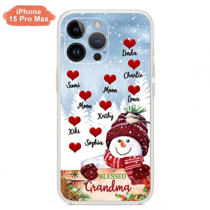 Personalized Snowman Grandma Phone Case - Christmas Gift Idea For Grandma - Up to 10 Kids - Case For iPhone/Samsung - Blessed Grandma