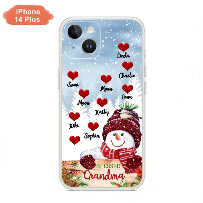 Personalized Snowman Grandma Phone Case - Christmas Gift Idea For Grandma - Up to 10 Kids - Case For iPhone/Samsung - Blessed Grandma