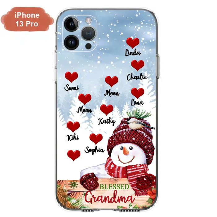 Personalized Snowman Grandma Phone Case - Christmas Gift Idea For Grandma - Up to 10 Kids - Case For iPhone/Samsung - Blessed Grandma