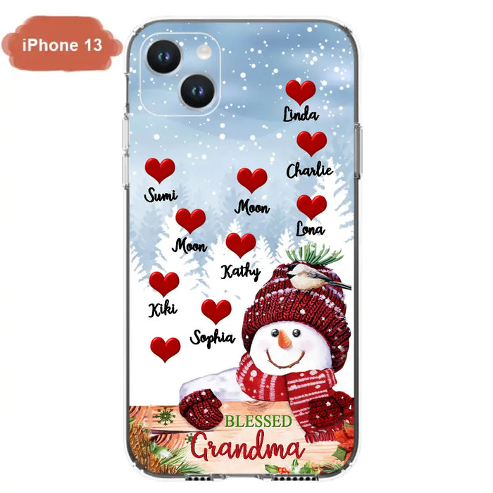 Personalized Snowman Grandma Phone Case - Christmas Gift Idea For Grandma - Up to 10 Kids - Case For iPhone/Samsung - Blessed Grandma