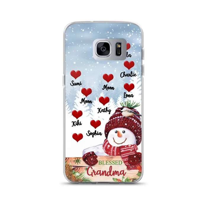 Personalized Snowman Grandma Phone Case - Christmas Gift Idea For Grandma - Up to 10 Kids - Case For iPhone/Samsung - Blessed Grandma