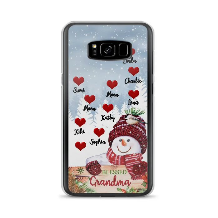 Personalized Snowman Grandma Phone Case - Christmas Gift Idea For Grandma - Up to 10 Kids - Case For iPhone/Samsung - Blessed Grandma