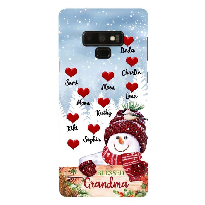 Personalized Snowman Grandma Phone Case - Christmas Gift Idea For Grandma - Up to 10 Kids - Case For iPhone/Samsung - Blessed Grandma