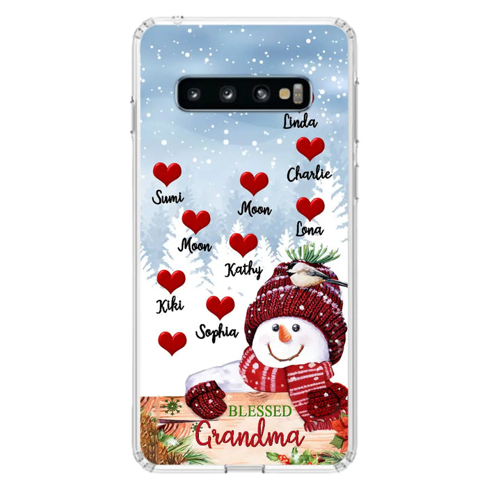 Personalized Snowman Grandma Phone Case - Christmas Gift Idea For Grandma - Up to 10 Kids - Case For iPhone/Samsung - Blessed Grandma