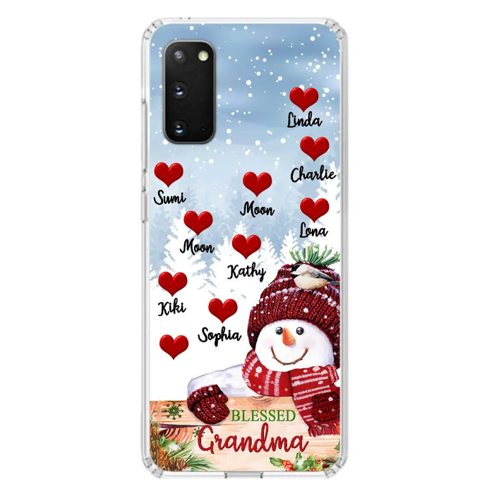 Personalized Snowman Grandma Phone Case - Christmas Gift Idea For Grandma - Up to 10 Kids - Case For iPhone/Samsung - Blessed Grandma