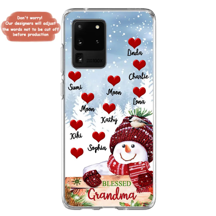 Personalized Snowman Grandma Phone Case - Christmas Gift Idea For Grandma - Up to 10 Kids - Case For iPhone/Samsung - Blessed Grandma