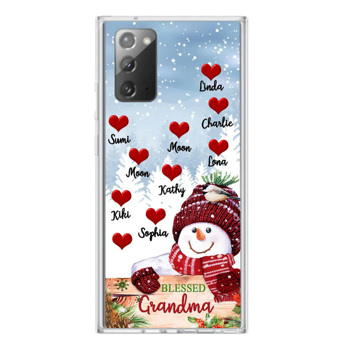 Personalized Snowman Grandma Phone Case - Christmas Gift Idea For Grandma - Up to 10 Kids - Case For iPhone/Samsung - Blessed Grandma