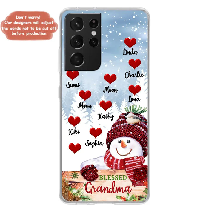 Personalized Snowman Grandma Phone Case - Christmas Gift Idea For Grandma - Up to 10 Kids - Case For iPhone/Samsung - Blessed Grandma