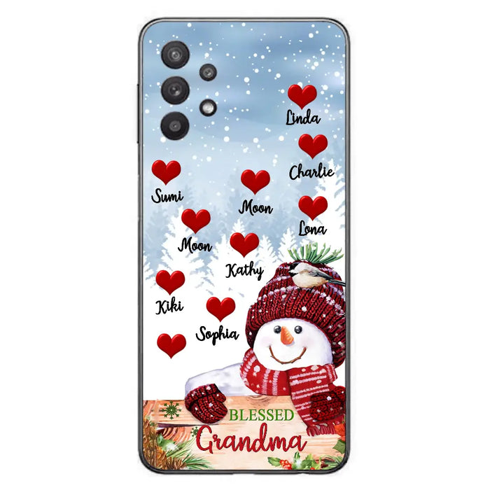 Personalized Snowman Grandma Phone Case - Christmas Gift Idea For Grandma - Up to 10 Kids - Case For iPhone/Samsung - Blessed Grandma