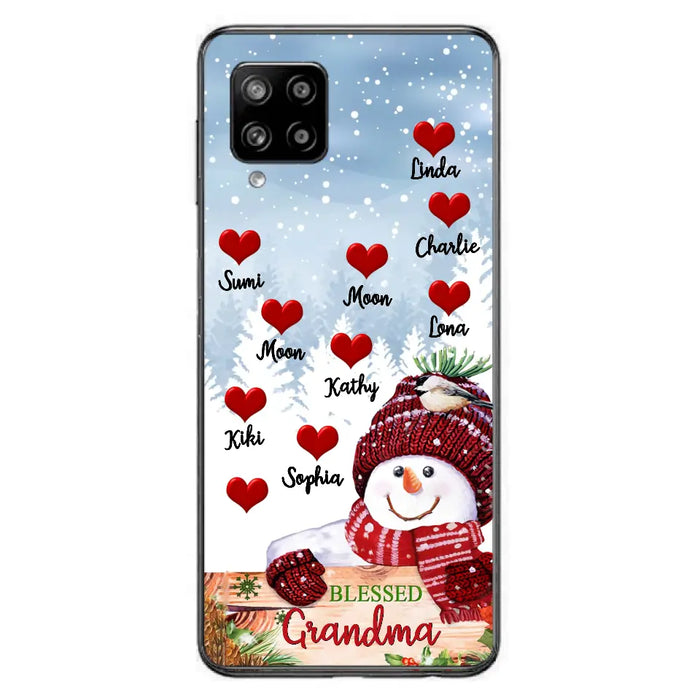 Personalized Snowman Grandma Phone Case - Christmas Gift Idea For Grandma - Up to 10 Kids - Case For iPhone/Samsung - Blessed Grandma