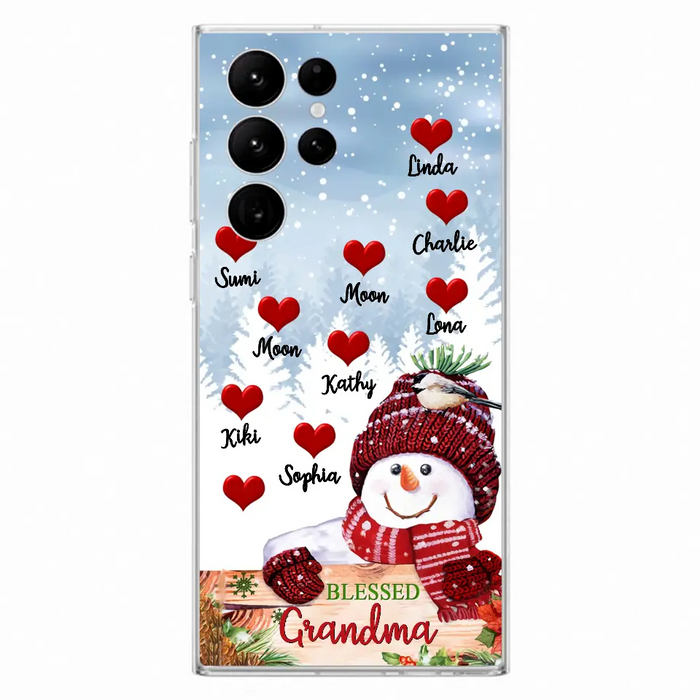 Personalized Snowman Grandma Phone Case - Christmas Gift Idea For Grandma - Up to 10 Kids - Case For iPhone/Samsung - Blessed Grandma