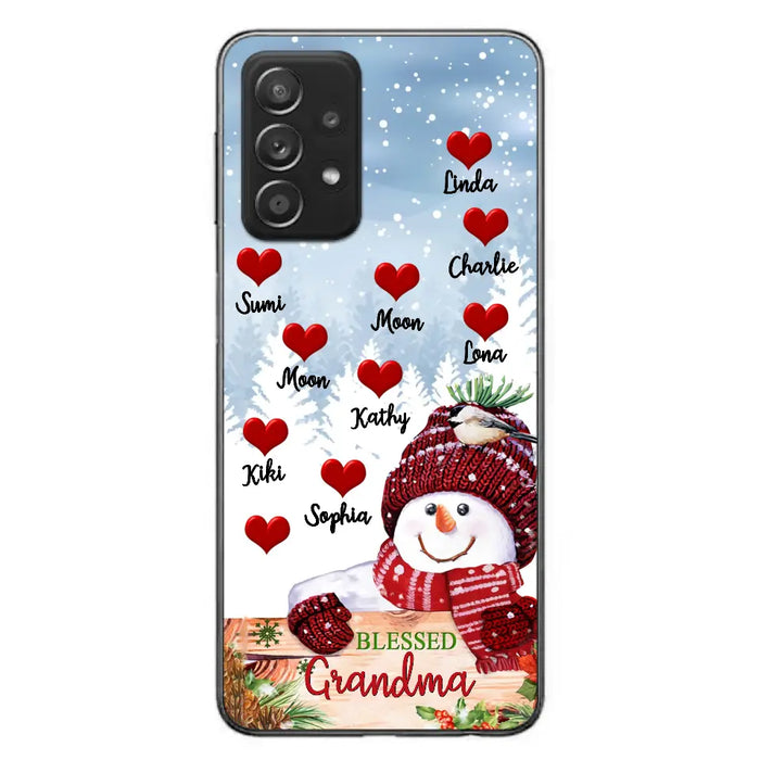 Personalized Snowman Grandma Phone Case - Christmas Gift Idea For Grandma - Up to 10 Kids - Case For iPhone/Samsung - Blessed Grandma