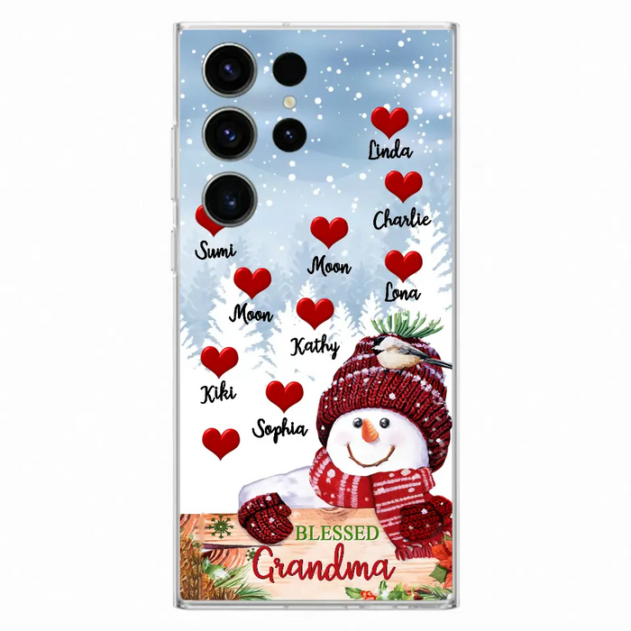 Personalized Snowman Grandma Phone Case - Christmas Gift Idea For Grandma - Up to 10 Kids - Case For iPhone/Samsung - Blessed Grandma