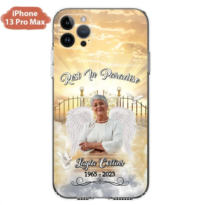 Custom Personalized Rest In Paradise Memorial Phone Case - Upload Photo - Memorial Gift Idea For Family - Case For iPhone And Samsung