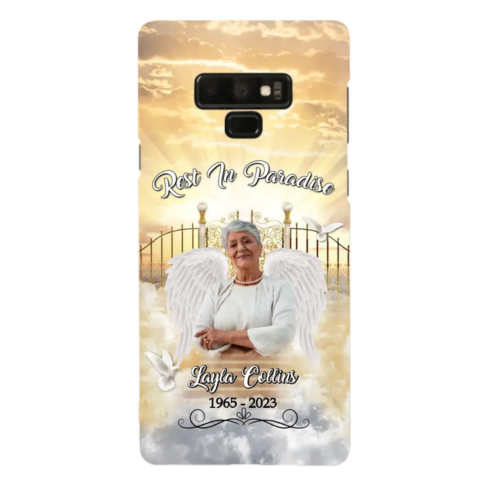 Custom Personalized Rest In Paradise Memorial Phone Case - Upload Photo - Memorial Gift Idea For Family - Case For iPhone And Samsung