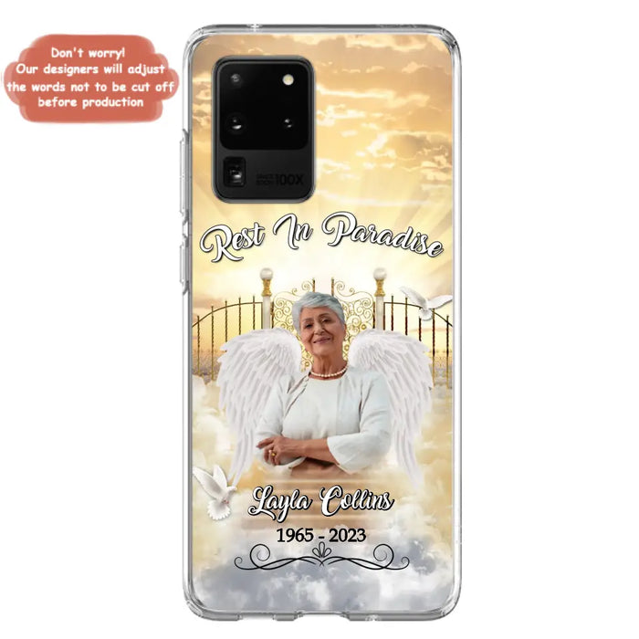 Custom Personalized Rest In Paradise Memorial Phone Case - Upload Photo - Memorial Gift Idea For Family - Case For iPhone And Samsung