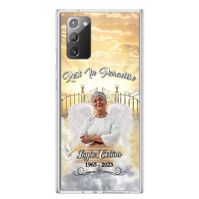 Custom Personalized Rest In Paradise Memorial Phone Case - Upload Photo - Memorial Gift Idea For Family - Case For iPhone And Samsung