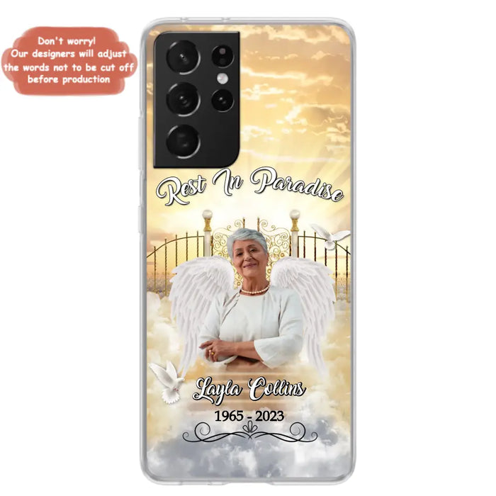 Custom Personalized Rest In Paradise Memorial Phone Case - Upload Photo - Memorial Gift Idea For Family - Case For iPhone And Samsung