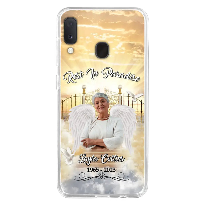 Custom Personalized Rest In Paradise Memorial Phone Case - Upload Photo - Memorial Gift Idea For Family - Case For iPhone And Samsung