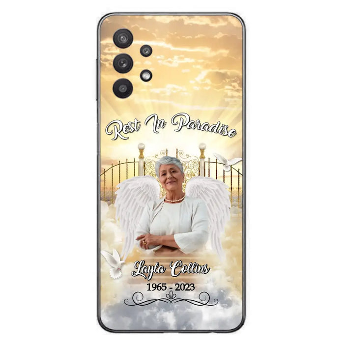 Custom Personalized Rest In Paradise Memorial Phone Case - Upload Photo - Memorial Gift Idea For Family - Case For iPhone And Samsung