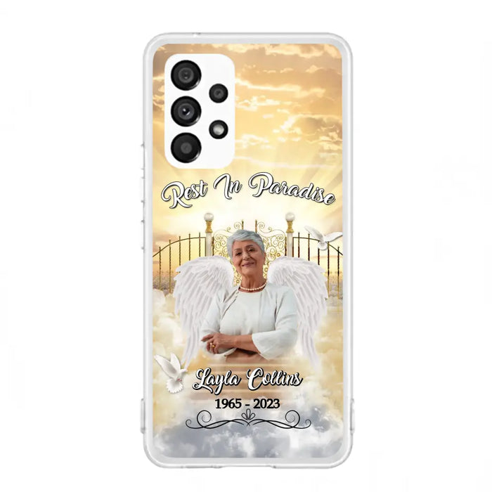 Custom Personalized Rest In Paradise Memorial Phone Case - Upload Photo - Memorial Gift Idea For Family - Case For iPhone And Samsung