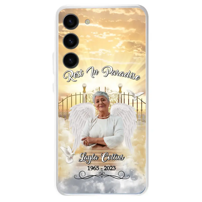 Custom Personalized Rest In Paradise Memorial Phone Case - Upload Photo - Memorial Gift Idea For Family - Case For iPhone And Samsung