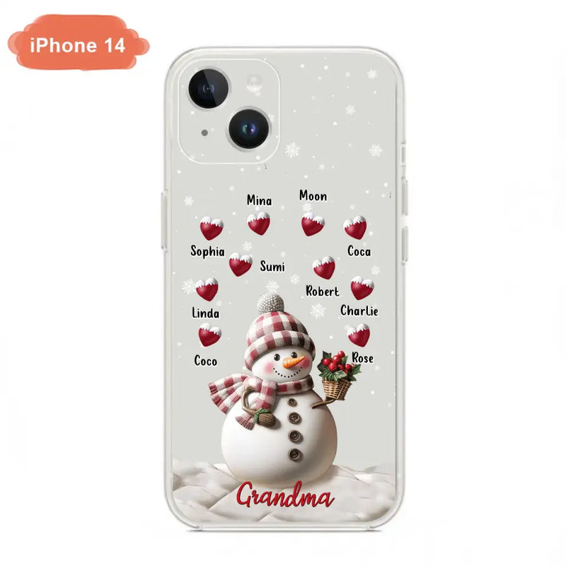 Personalized Snowman Grandma Phone Case - Christmas Gift Idea For Grandma - Up to 10 Kids - Case For iPhone/Samsung