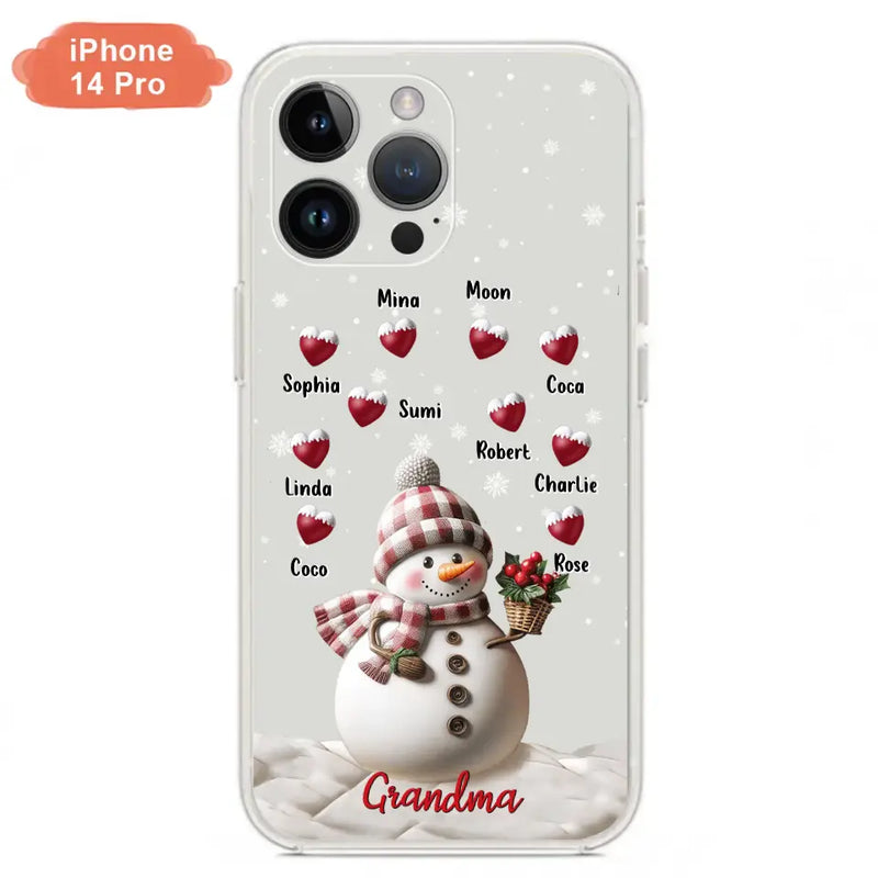 Personalized Snowman Grandma Phone Case - Christmas Gift Idea For Grandma - Up to 10 Kids - Case For iPhone/Samsung