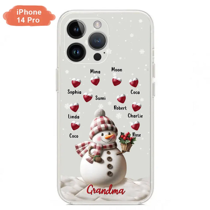 Custom Personalized Snowman Grandma Phone Case - Christmas Gift Idea For Grandma - Up to 10 Kids - Case For iPhone/Samsung