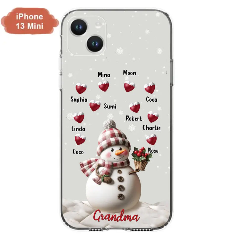 Personalized Snowman Grandma Phone Case - Christmas Gift Idea For Grandma - Up to 10 Kids - Case For iPhone/Samsung