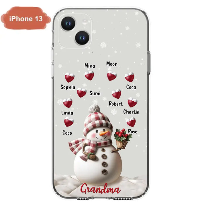 Custom Personalized Snowman Grandma Phone Case - Christmas Gift Idea For Grandma - Up to 10 Kids - Case For iPhone/Samsung