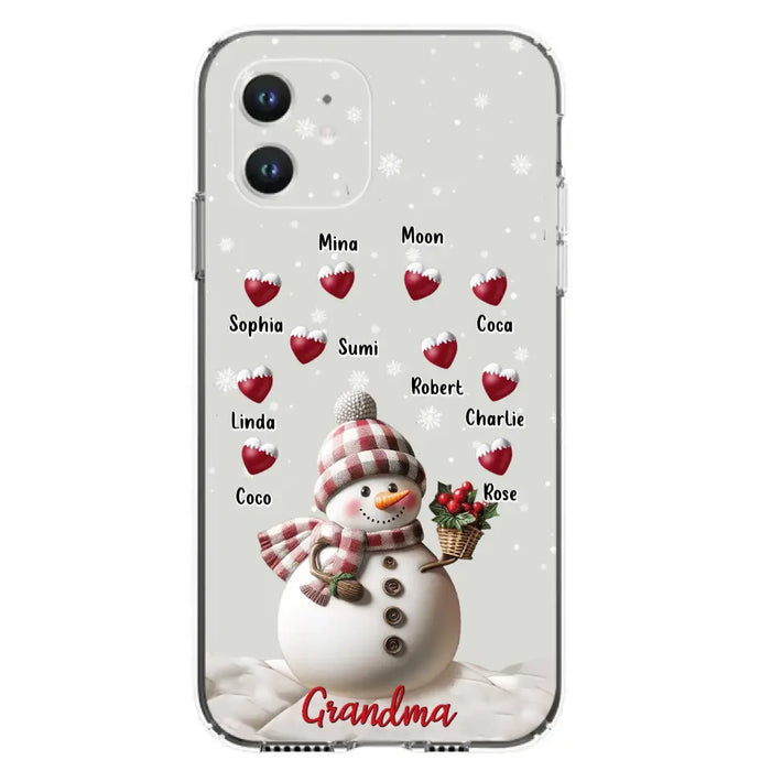 Custom Personalized Snowman Grandma Phone Case - Christmas Gift Idea For Grandma - Up to 10 Kids - Case For iPhone/Samsung