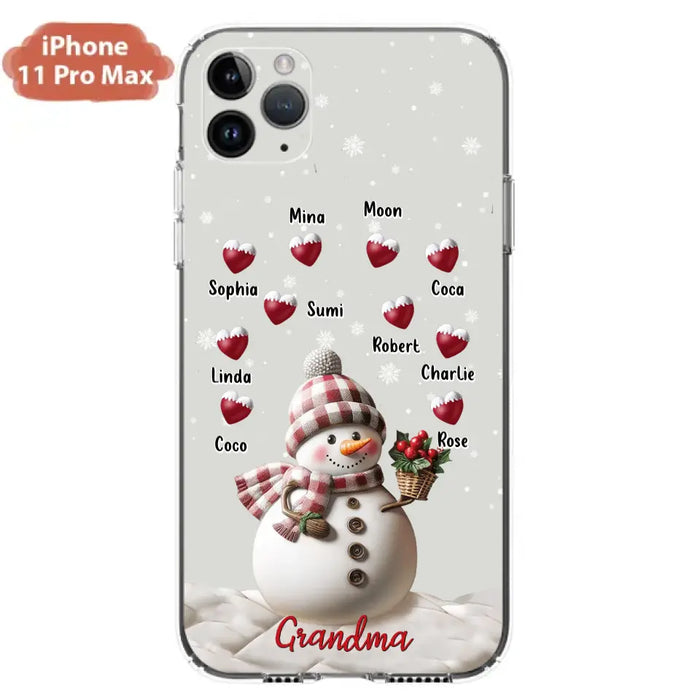 Custom Personalized Snowman Grandma Phone Case - Christmas Gift Idea For Grandma - Up to 10 Kids - Case For iPhone/Samsung