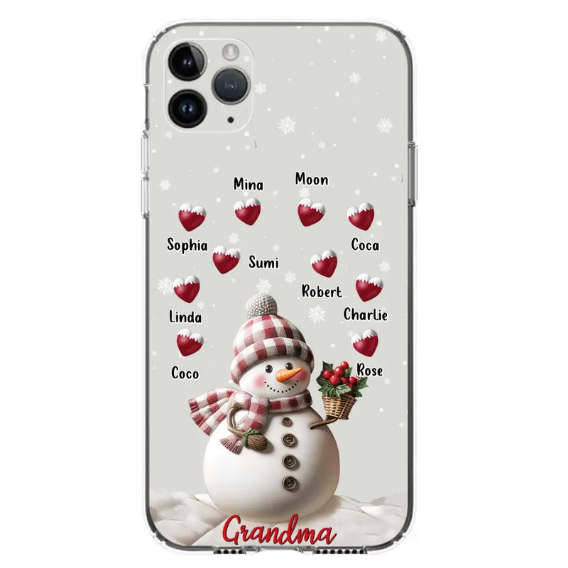 Personalized Snowman Grandma Phone Case - Christmas Gift Idea For Grandma - Up to 10 Kids - Case For iPhone/Samsung