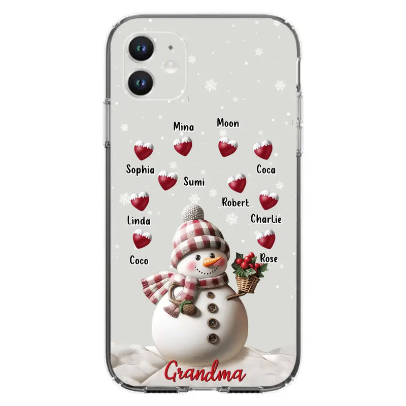 Personalized Snowman Grandma Phone Case - Christmas Gift Idea For Grandma - Up to 10 Kids - Case For iPhone/Samsung
